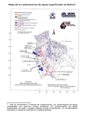 Mapa de la contaminación de aguas superficiales de Bolivia