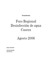 Sistematización: Foro Regional Desinfección de agua Casera