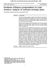 Pandemic influenza preparedness in Latin America: analysis of national strategic plans