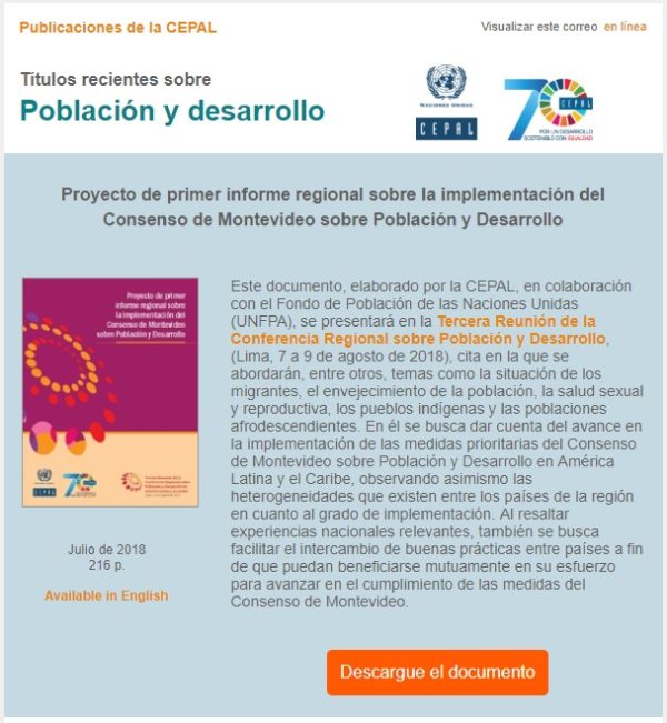 Publicaciones de la CEPAL sobre Población y Desarrollo