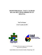 Disponibilidad, uso y calidad de los recursos hídricos en Bolivia