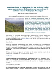 Distribución de la contaminación por arsénico en las aguas subterráneas de la subcuenca suroeste de el valle de Sebaco-Matagalpa, Nicaragua 