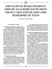 Especiación de metales pesados en lodos de aguas residuales de orige urbano y aplicación de lodos como mejoradores de suelos (España)