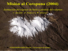 Misión al Coropuna (2204). Estimación del espesor de hielo y pérdida del volumen